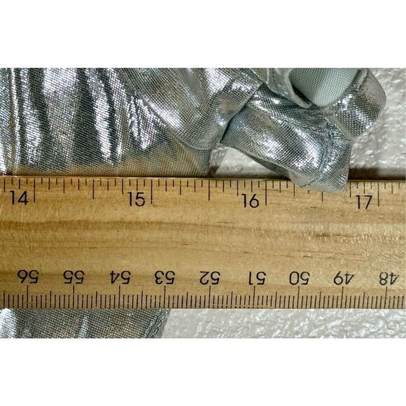 NWOT WeWoreWhat Metallic Silver Asymmetric Cutout Midi Dress Women's Small - Picture 12 of 12